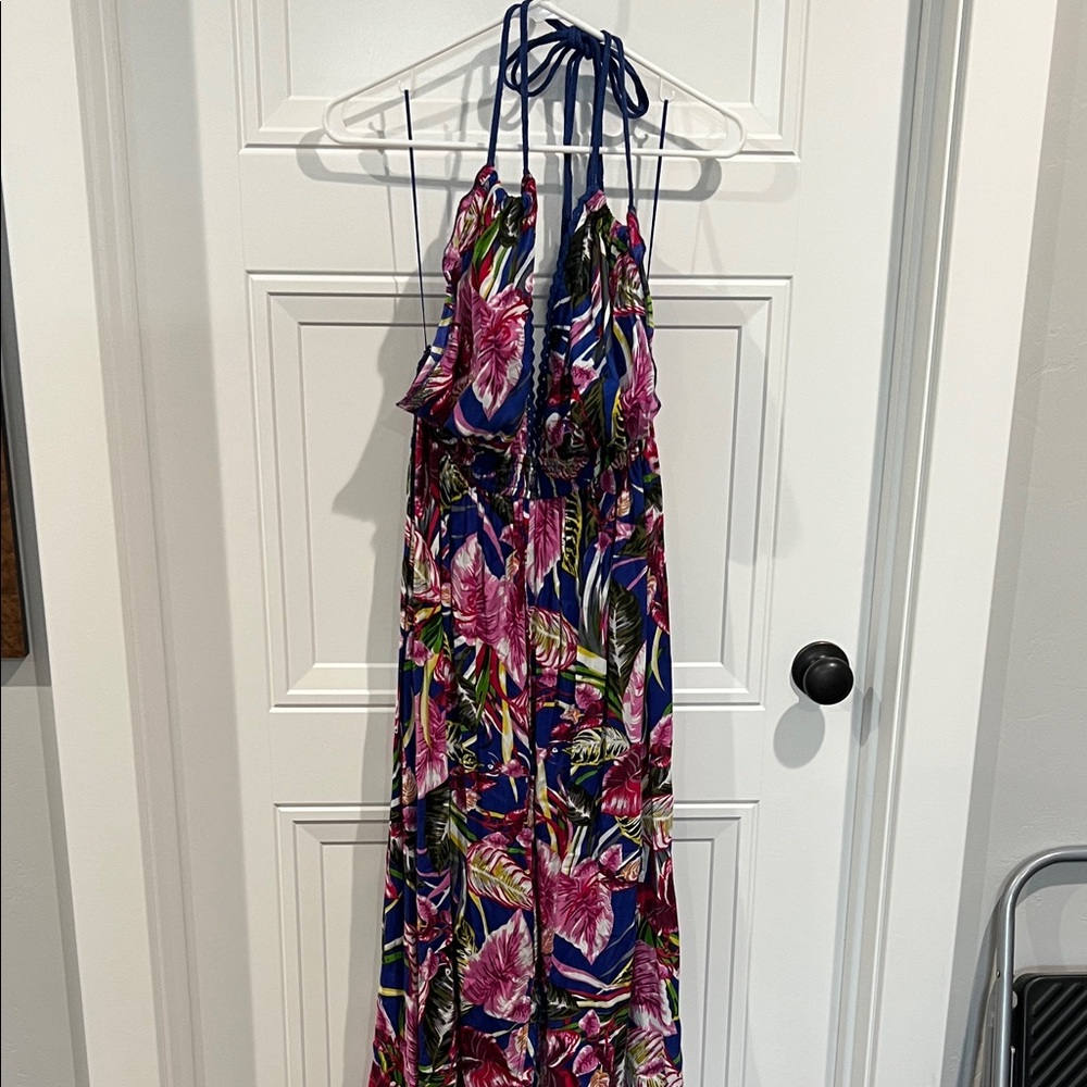 Boheme Floral Maxi Dress - Blue and Pink